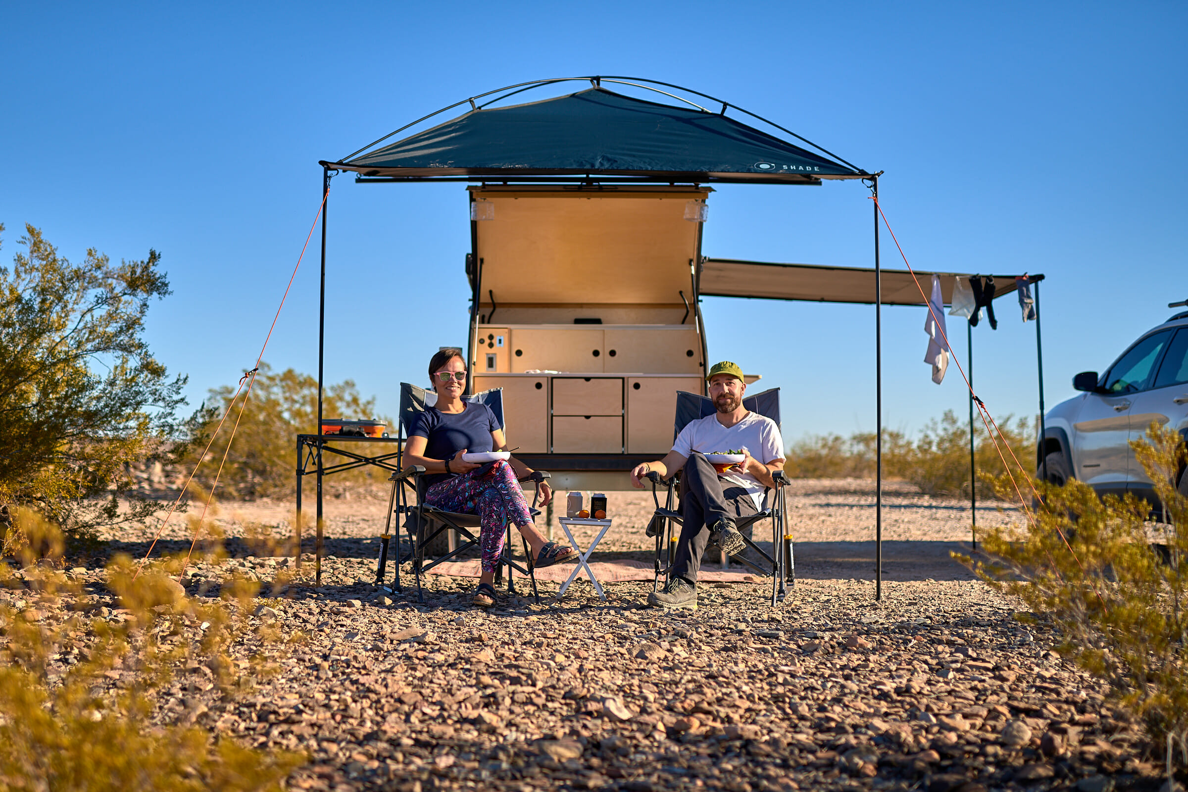 Camping In The Desert With Teardrop Trailer