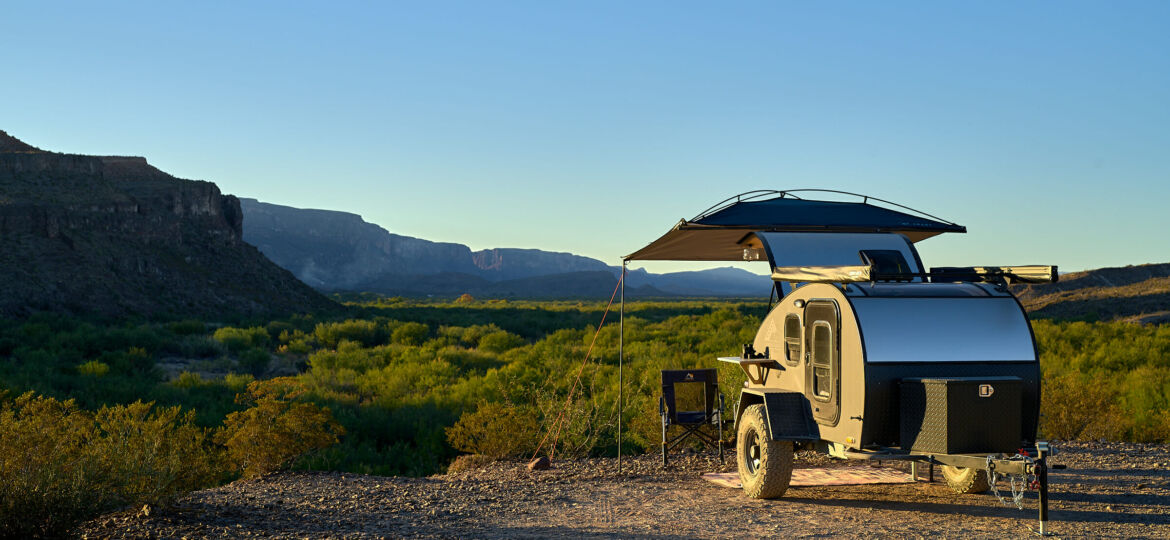 Camping In The Desert With Teardrop Trailer