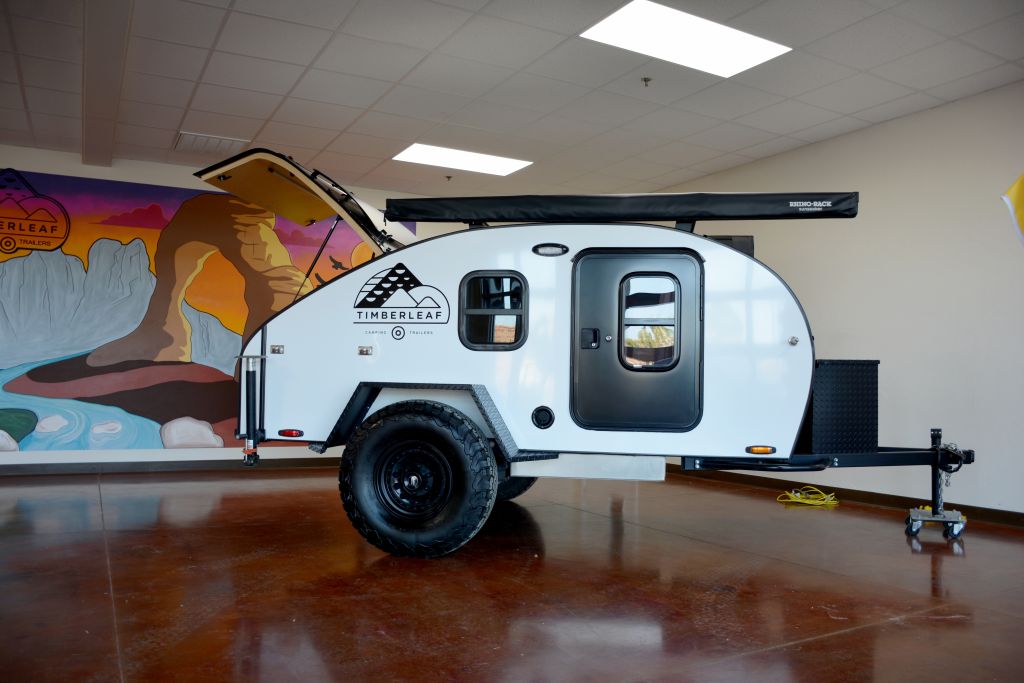 Classic teardrop trailer exterior in a Colorado landscape