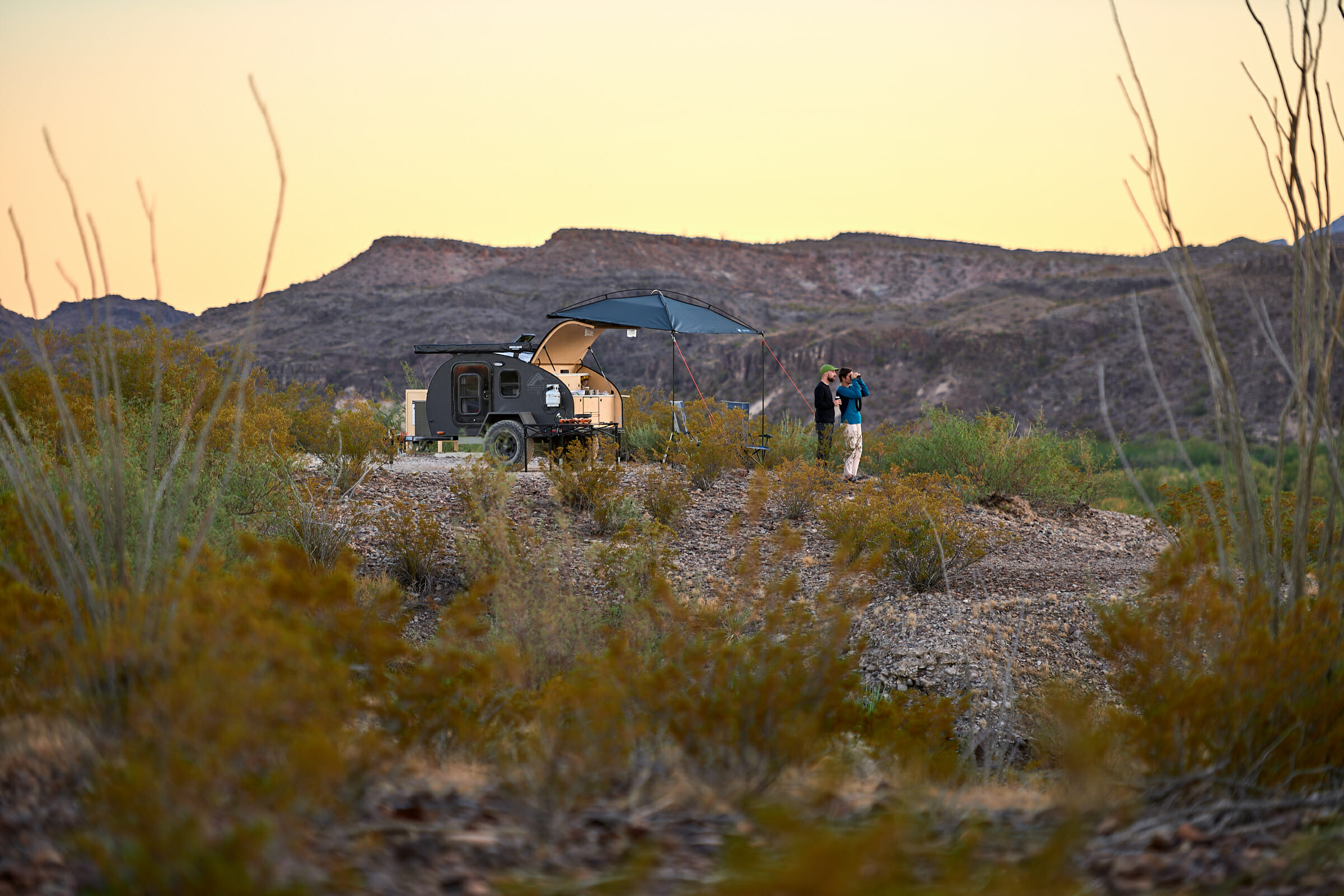 Camping In The Desert With Teardrop Trailer
